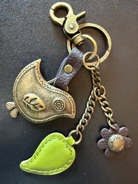 Chala Bird and Flower Bag Charm and Key Ring